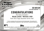 2023 Bo Naylor Topps Series 2 ROOKIE BLACK MAJOR LEAGUE MATERIAL JERSEY 123/199 RELIC RC #MLM-BNA Cleveland Guardians