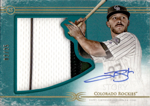 2017 Trevor Story Topps Definitive Collection GREEN JUMBO PATCH AUTO 02/25 AUTOGRAPH RELIC #ARC-TS Colorado Rockies