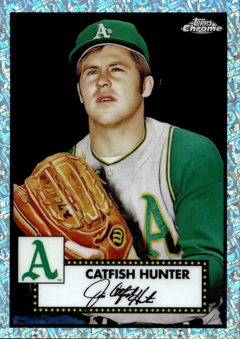 2021 Catfish Hunter Topps Chrome Platinum Anniversary SILVER MINI DIAMOND 63/70 #643 Oakland A's HOF