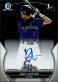 2023 Cole Carrigg Bowman Chrome 1ST BOWMAN AUTO AUTOGRAPH #CDA-CC Colorado Rockies