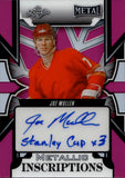 2025 Joe Mullen Leaf Metal Legends Hockey PINK METALLIC INSCRIPTIONS AUTO 1/5 AUTOGRAPH #MI-JM1 Calgary Flames