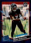 2023 Bijan Robinson Donruss Optic PURPLE SHOCK RATED ROOKIE RC #206 Atlanta Falcons