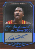 2024 Dominique Wilkins Joe Dumars Leaf In the Game Used BLUE ENSHRINED IN TIME DUAL AUTO 1/3 #EIT-4 Hawks Pistons