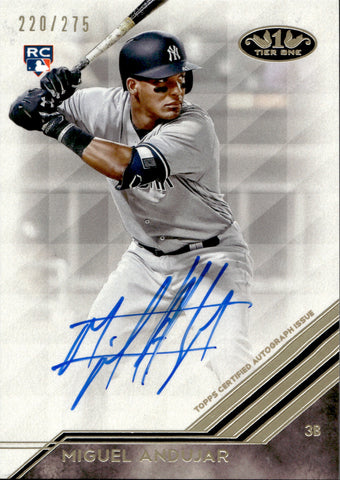 2018 Miguel Andujar Topps Tier One ROOKIE AUTO 220/275 AUTOGRAPH RC #BA-MA New York Yankees