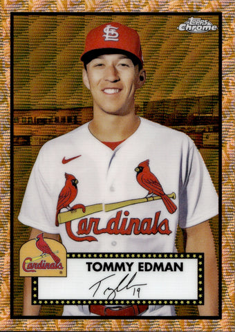 2021 Tommy Edman Topps Chrome PLATINUM ANNIVERSARY ROSE GOLD WAVE REFRACTOR 13/50 #396 St. Louis Cardinals