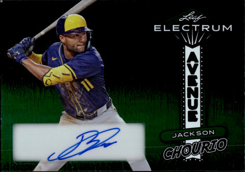 2024 Jackson Chourio Leaf Electrum AVENUE GREEN AUTO 10/15 AUTOGRAPH #EA-JC1 Milwaukee Brewers