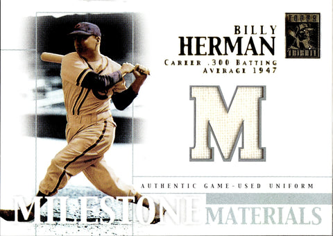 2002 Billy Herman Topps Tribute MILESTONE MATERIALS JERSEY RELIC #MIM-BH Chicago Cubs HOF