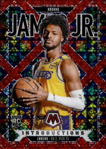 2024-25 Bronny James Jr. Panini Mosaic INTRODUCTIONS FST BRK RED ROOKIE 88/99 Los Angeles Lakers #8