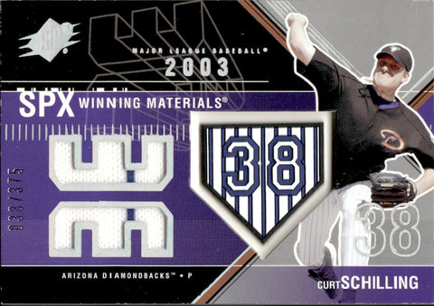 2003 Curt Schilling Upper Deck SPx WINNING MATERIALS DUAL JERSEY JERSEY NUMBER 038/375 RELIC #WM-CS1 Arizona Diamondbacks
