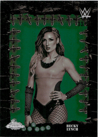 2025 Becky Lynch Topps Chrome WWE X Cactus Jack FAMED PHANTOMS GREEN REFRACTOR 33/99 #FMP-26 Monday Night Raw