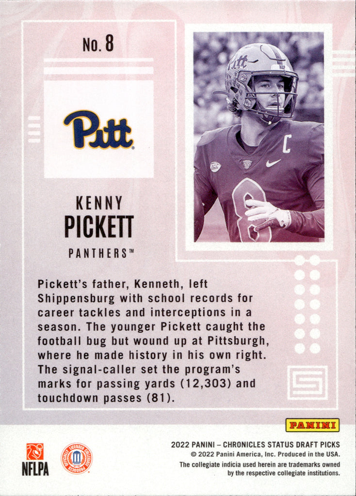 2022 Kenny Pickett Panini Chronicles Draft Picks STATUS BRONZE ROOKIE