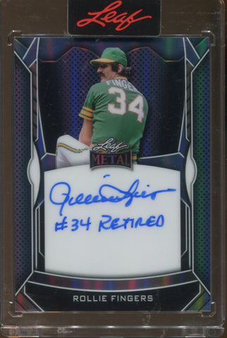 2025 Rollie Fingers Leaf Metal INSCRIPTION BLUE AUTO 4/6 Oakland Athletics #I-RF1