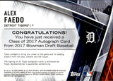 2017 Alex Faedo Bowman Draft CLASS OF 2017 REFRACTOR AUTO 075/250 AUTOGRAPH #C17A-AF Detroit Tigers