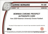 2024 Germie Bernard Bowman University Chrome 1ST BOWMAN ROOKIE REFRACTOR AUTO 268/299 AUTOGRAPH RC #PA-GBE Pittsburgh Steelers
