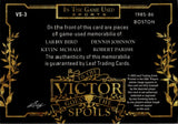 2025 Larry Bird Dennis Johnson Kevin McHale Robert Parish Leaf In the Game Used BLUE FOIL TO THE VICTOR GOES THE SPOILS QUAD JERSEY 17/35 RELIC #VS-3 Boston Celtics