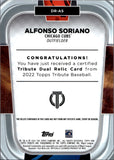 2022 Alfonso Soriano Topps Tribute DUAL RELIC GREEN BAT JERSEY 49/99 Chicago Cubs #DR-AS