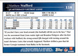 2009 Matthew Stafford Topps ROOKIE RC #116 Detroit Lions