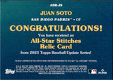 2023 Juan Soto Topps Update ALL-STAR STITCHES JERSEY RELIC #ASR-JS San Diego Padres