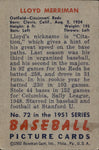 1951 Lloyd Merriman Bowman #72 Cincinnati Reds BV $20