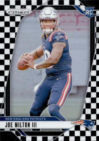 2024 Joe Milton III Panini Prizm ROOKIE BLACK AND WHITE CHECKERBOARD RC #354 New England Patriots
