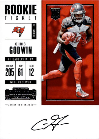 2017 Chris Godwin Panini Contenders ROOKIE TICKET AUTO Tampa Bay Buccaners #337