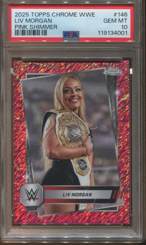 2025 Liv Morgan Topps Chrome PINK SHIMMER PSA 10 #146 4001