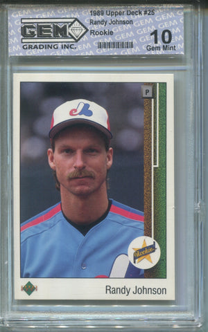 1989 Randy Johnson Upper Deck ROOKIE RC GEM GRADING 10 #25 Montreal Expos HOF 9630