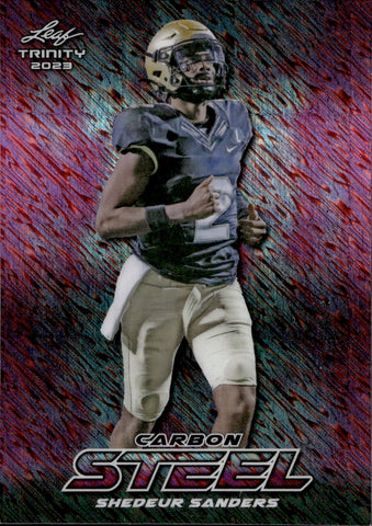2023 Shedeur Sanders Leaf Trinity PINK FLASH CARBON STEEL ROOKIE 1/7 RC #S-71 Cleveland Browns