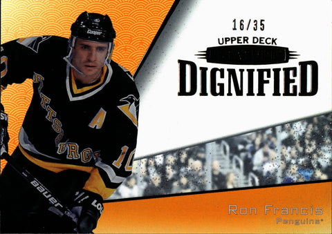 2022-23 Ron Francis Upper Deck Stature ORANGE DIGNIFIED 16/35 #D-15 Pittsburgh Penguins