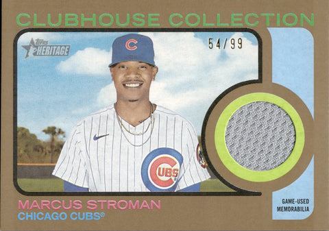 2022 Marcus Stroman Topps Heritage GOLD CLUBHOUSE COLLECTION JERSEY 54/99 RELIC #CCR-MST Chicago Cubs