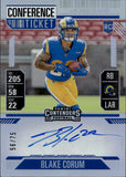 2024 Blake Corum Panini Contenders ROOKIE CONFERENCE TICKET AUTO 56/75 AUTOGRAPH RC #112 Los Angeles Rams