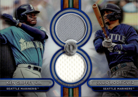 2024 Ken Griffey Jr. Julio Rodriguez Topps Tribute BLUE DUAL JERSEY 081/150 RELIC #DR2-GR Seattle Mariners