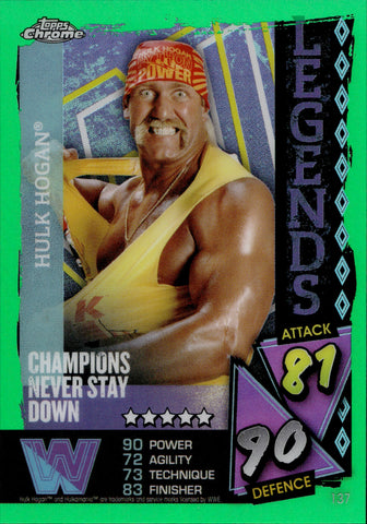 2021 Hulk Hogan Topps Chrome Slam Attax GREEN REFRACTOR 11/50 #137 WWE Legend