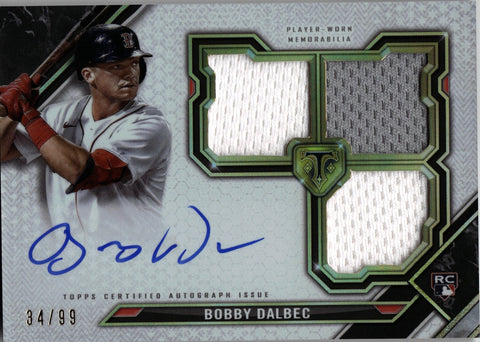 2021 Bobby Dalbec Topps Triple Threads ROOKIE AND FUTURE PHENOM TRIPLE JERSEY AUTO 34/99 AUTOGRAPH RELIC #RFPAR-BD Boston Red Sox