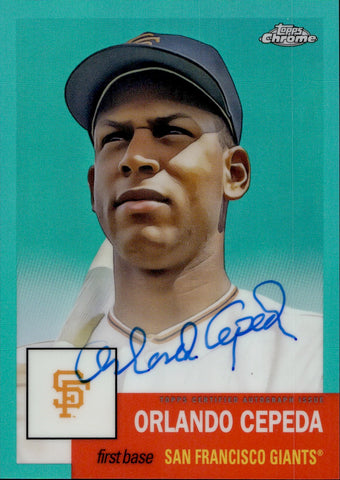 2022 Orlando Cepeda Topps Chrome Platinum Anniversary AQUA REFRACTOR AUTO 122/150 AUTOGRAPH #CPA-OC San Francisco Giants HOF