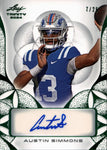 2024 Austin Simmons Leaf Trinity GREEN FOIL AUTO 07/25 AUTOGRAPH #BA-AS2 Ole Miss Rebels
