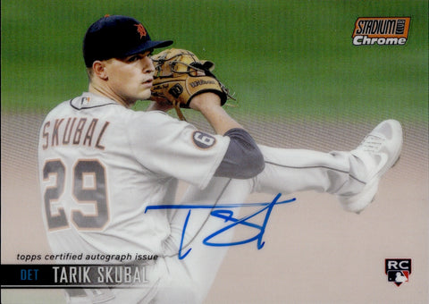2021 Tarik Skubal Topps Stadium Club Chrome ORANGE REFRACTOR ROOKIE AUTO 21/25 AUTOGRAPH RC #SCCBA-TS Detroit Tigers