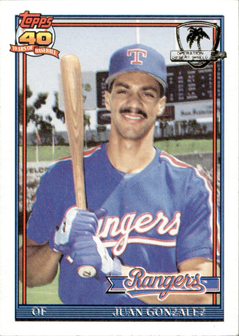 1991 Juan Gonzalez Topps OPERATION DESERT STORM #224 Texas Rangers *NRMT*