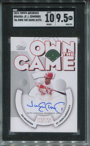 2024 Jim Edmonds Topps Archives '06 OWN THE GAME AUTO AUTOGRAPH SGC 9.5/10 #06OGA-JE St. Louis Cardinals 1291