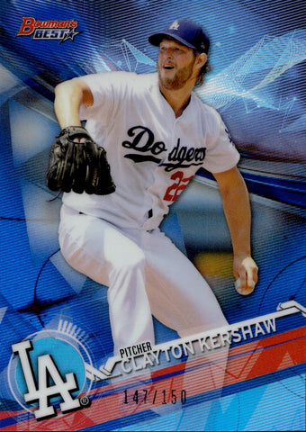 2017 Clayton Kershaw Bowman's Best BLUE REFRACTOR 147/150 #7 Los Angeles Dodgers