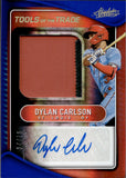 2022 Dylan Carlson Panini Absolute TOOLS OF THE TRADE SPECTRUM BLUE JUMBO PATCH AUTO 24/74 AUTOGRAPH RELIC #TTJS-DC St. Louis Cardinals