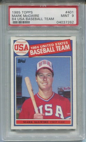 1985 Mark McGwire Topps 1984 USA BASEBALL TEAM ROOKIE RC PSA 9 #401 Oakland A's 7262