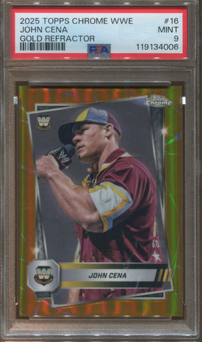 2025 John Cena Topps Chrome GOLD REFRACTOR 15/50 PSA 9 4006