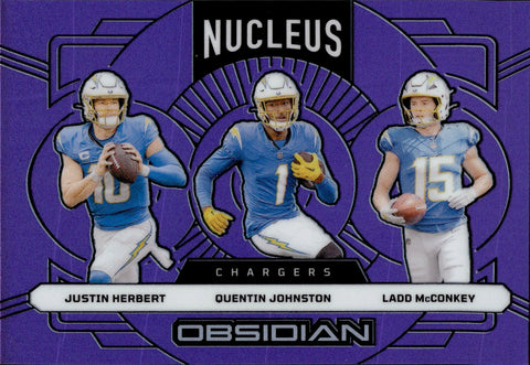 2024 Justin Herbert Quentin Johnston Ladd McConkey Panini Obsidian NUCLEUS PURPLE Los Angeles Chargers #13