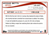 2014 Mookie Betts Topps Update ROOKIE RC #US-301 Boston Red Sox