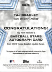 2023 Taj Bradley Topps Update Series ROOKIE BASEBALL STARS AUTO AUTOGRAPH RC #BSA-TB Tampa Bay Rays