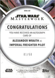 2022 Alexander Wraith as Imperial Freighter Pilot Autograph Topps Star Wars Masterwork #MWA-AW RAINBOW FOIL 01/50 AUTO
