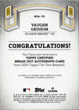 2024 Vaughn Grissom Topps Tier One BLUE BRK OUT AUTO 09/99 AUTOGRAPH #BOA-VG Atlanta Braves