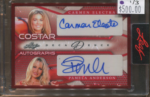 2023 Carmen Electra Pamela Anderson Leaf Decadence CO-STAR DUAL AUTOGRAPHS AUTO #CA-6