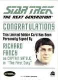 2011 Richard Fancy as Captain Satelk Rittenhouse The Complete Star Trek: The Next Generation Series 1 AUTO AUTOGRAPH #_RIFA The First Duty